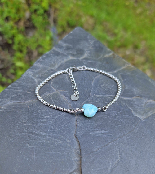 Larimar*srdce*náramek*ocel — foto 2