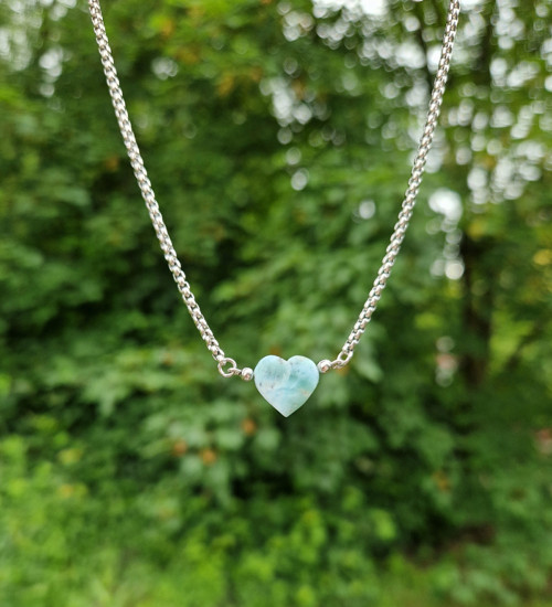 Larimar*srdce*náhrdelník*ocel — foto 5