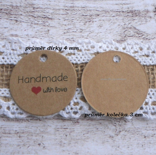 Kolečka handmade srdce 10 ks béžová — foto 5