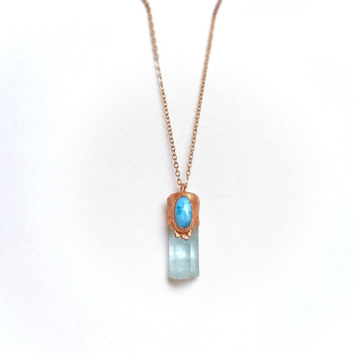 Larimar a akvamarín přírodní krystal - šperk — foto 3
