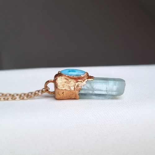 Larimar a akvamarín přírodní krystal - šperk — foto 4
