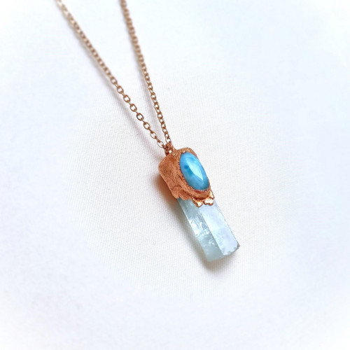 Larimar a akvamarín přírodní krystal - šperk — foto 5