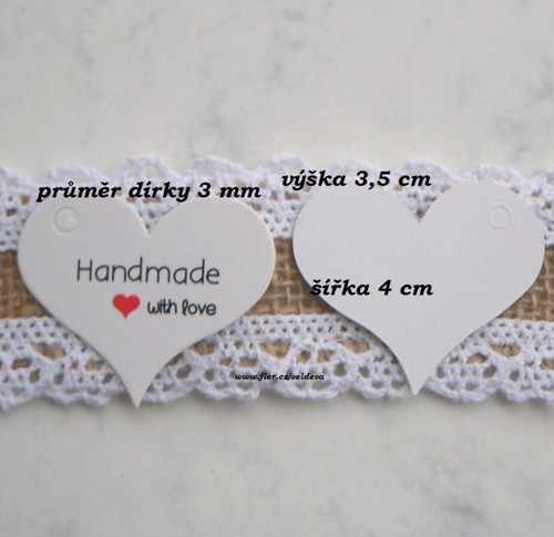 Srdíčka handmade 10 ks bílá — foto 3