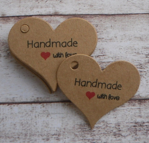 Srdíčka handmade 10 ks béžová — foto 5