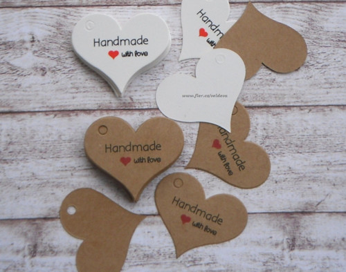 Srdíčka handmade 10 ks béžová — foto 4