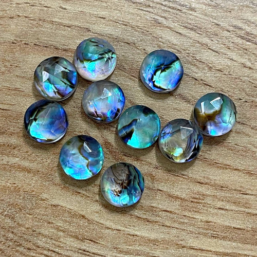 Perleť dublet broušený rosecut kabošon kruh / 8mm — foto 5
