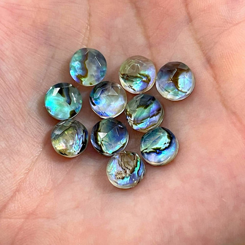 Perleť dublet broušený rosecut kabošon kruh / 8mm — foto 3