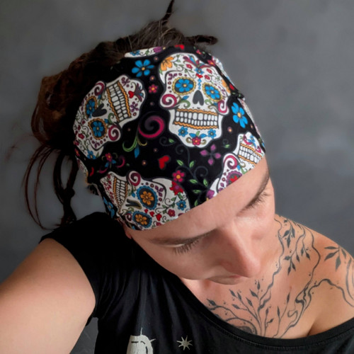 Šátková čelenka La calavera (černá) — foto 3