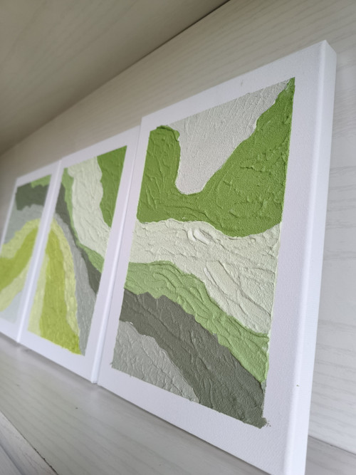 Strukturovaný triptych "Zelená krajina" — foto 3