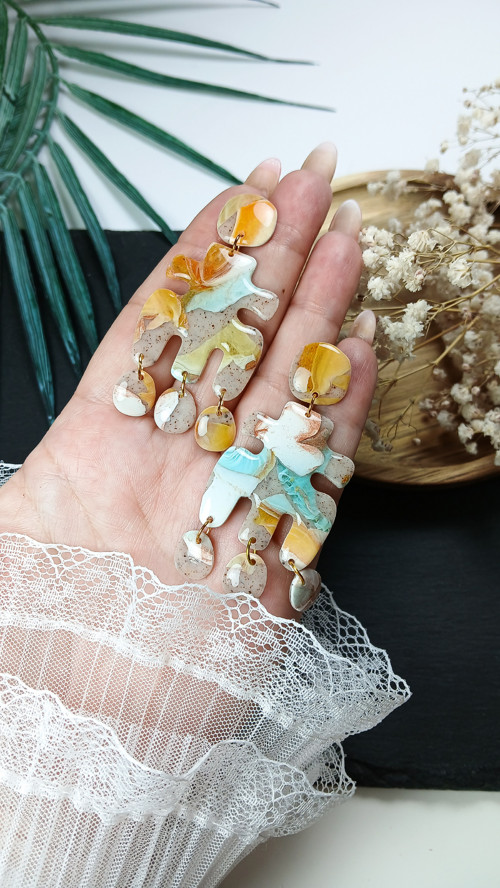 Boho nausnice imitace minerálu — foto 2