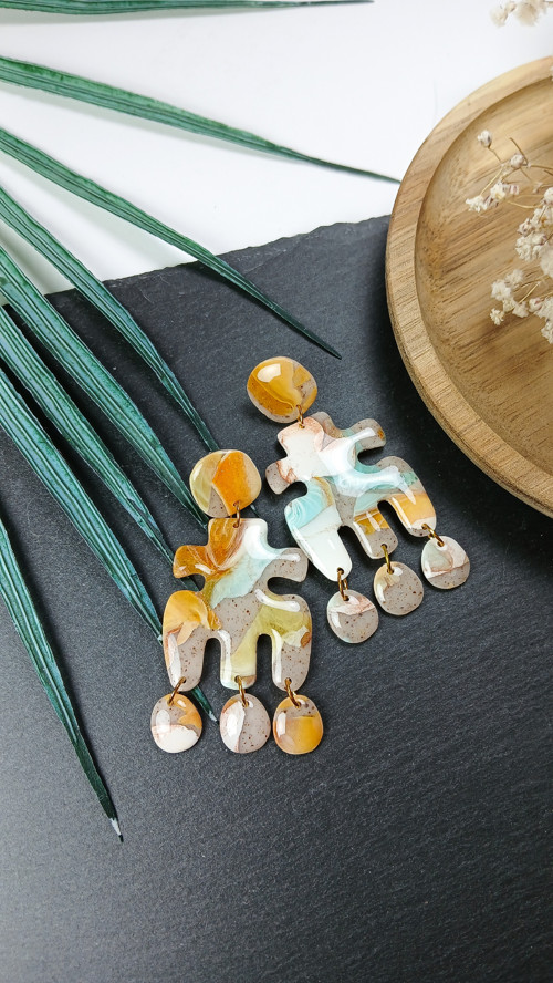 Boho nausnice imitace minerálu — foto 4
