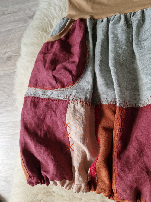 Lněná sukně patchwork — foto 3