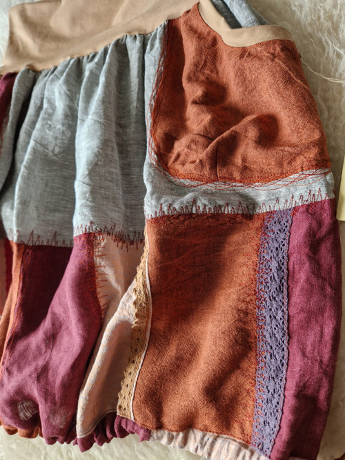Lněná sukně patchwork — foto 4