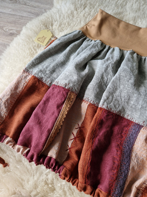 Lněná sukně patchwork — foto 2