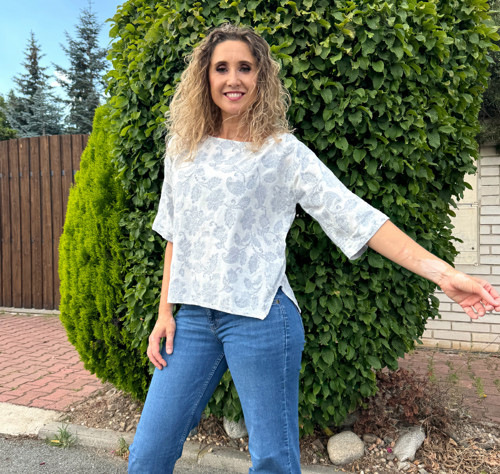 Volná tunika bílo modrá — foto 5
