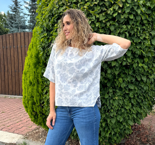 Volná tunika bílo modrá — foto 3