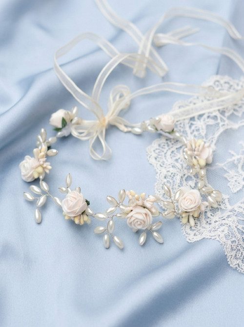 Svatební věneček s perličkami ivory — foto 3