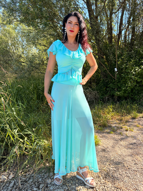 Halenka s volánky - mentol — foto 3