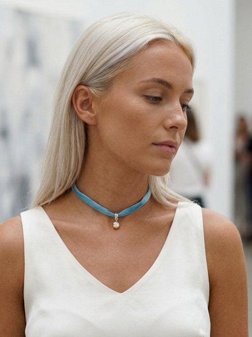 Saténový choker s perličkou — foto 3