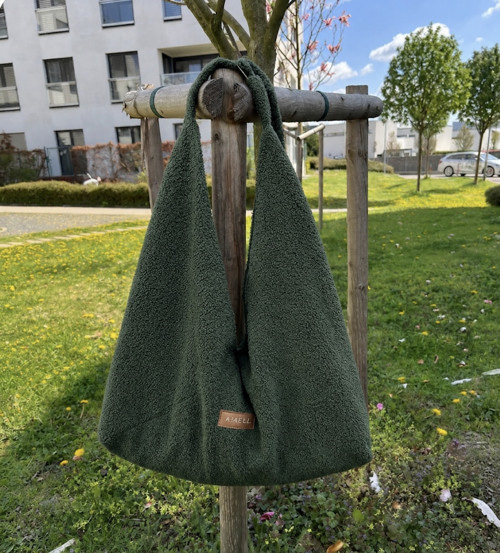 Kabelka Maja - tmavě zelené bouclé — foto 2