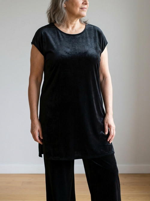 Elegantní černá halena/mini šaty — foto 3