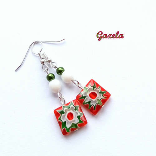 Náušnice Millefiori červené — foto 2