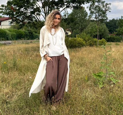 Volné kalhoty hnědé — foto 3