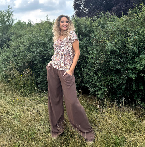 Volné kalhoty hnědé — foto 6