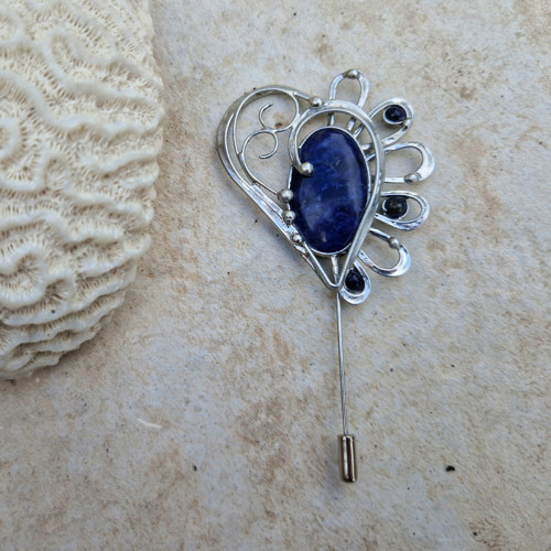 Flower heart blue brož — foto 3