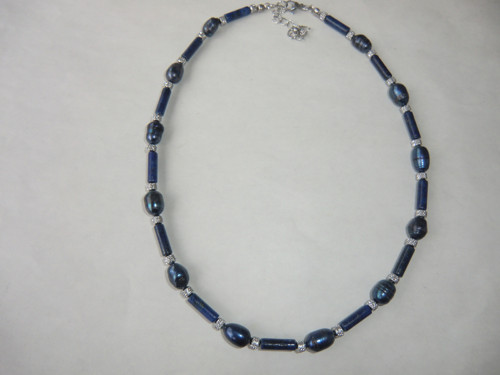 Lapis lazuli a perly - náhrdelník 11026 — foto 2