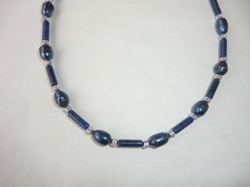 Lapis lazuli a perly - náhrdelník 11026 — foto 4