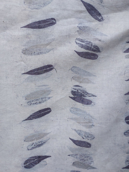 Lněný přehoz s lístky ekoprint — foto 5