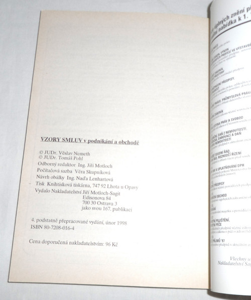VZORY SMLUV v podnikání a obchodě, 1998 — foto 4