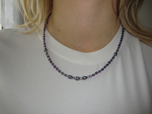 Ametyst a perly - náhrdelník 11626M — foto 3