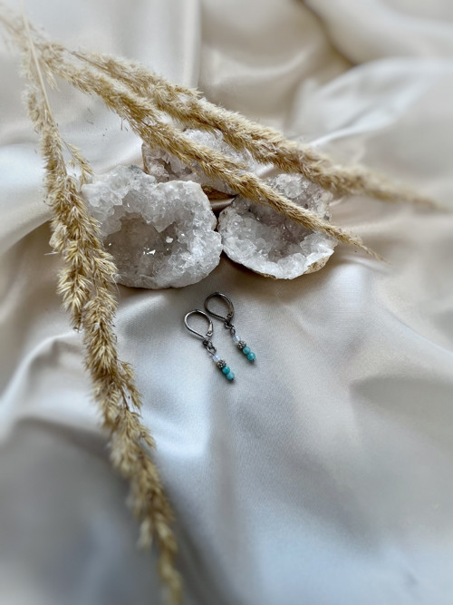 Amazonitové náušnice s opalitem, ocel | Elegant — foto 2