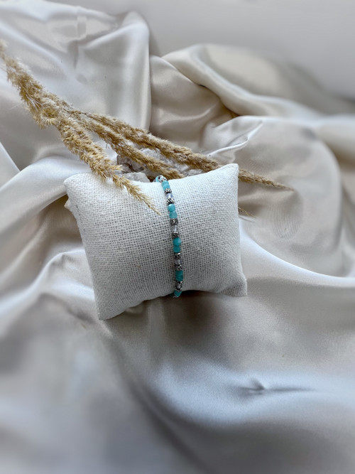 Amazonitový náramek s opalitem z oceli | Elegant — foto 2