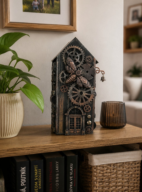 Dřevěný domeček Steampunk – dekorace — foto 6