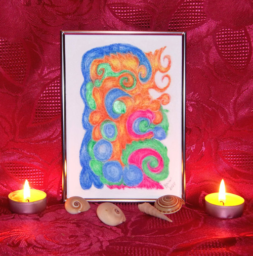 Relaxační obrázek Pták ohnivák, suchý pastel — foto 2