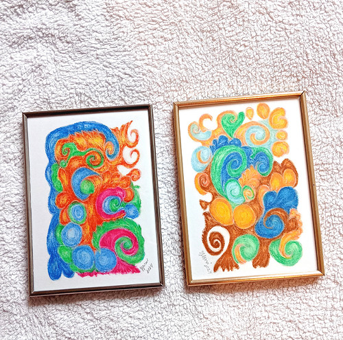 Relaxační obrázek Pták ohnivák, suchý pastel — foto 5