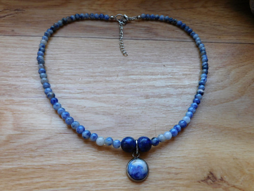 Náhrdelník - sodalit, lapis, nerez — foto 5