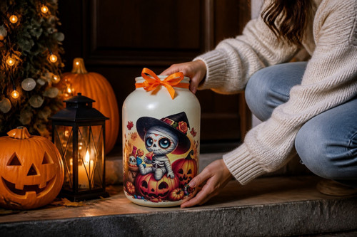 Halloweenská lucerna / sklenice mumie — foto 2