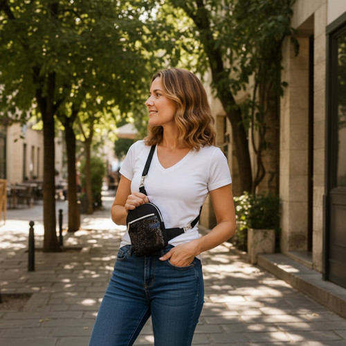Crossbody DEFNE Black Stardust — foto 5