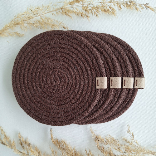 Bavlněné podtácky kulaté barva CHOCOLATE sada 4ks — foto 2