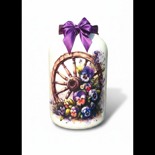 Jarní decoupage lucerna s maceškami — foto 2