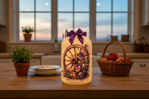 Jarní decoupage lucerna s maceškami — foto 4