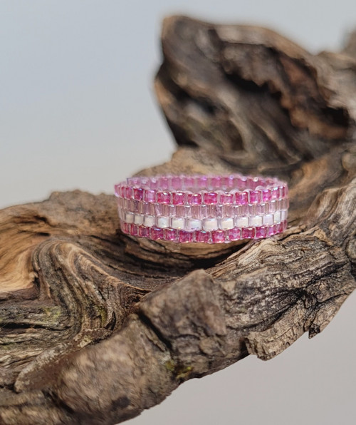 Pink Harmony Slim | Peyote | prsten z TOHO — foto 2