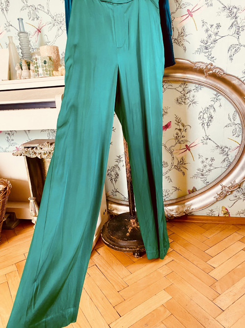 Kalhoty elegantní smaragdové — foto 2