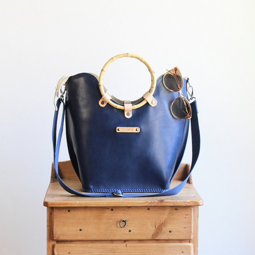 Leather handbag *Navy* — foto 2