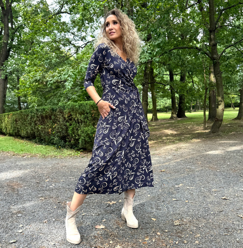Zvonové zavinovací modro béžové — foto 3