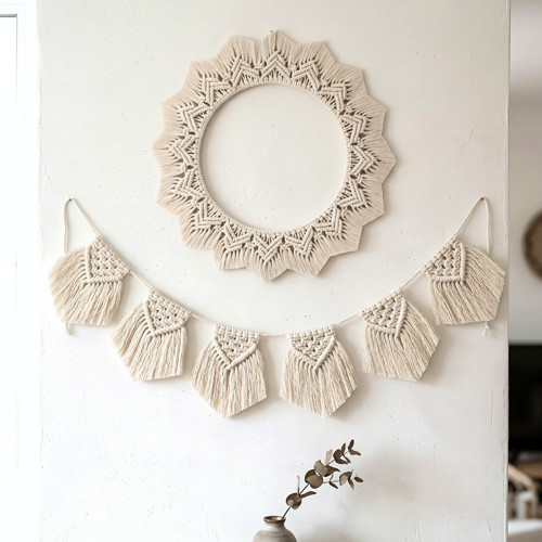 Smetanová macramé girlanda boho dekorace — foto 2
